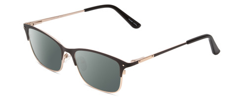 Profile View of Ernest Hemingway H4842 Designer Polarized Sunglasses with Custom Cut Smoke Grey Lenses in Satin Metallic Black Gold  Unisex Cateye Full Rim Stainless Steel 52 mm