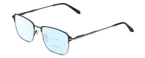 Profile View of Ernest Hemingway H4844 Designer Progressive Lens Blue Light Blocking Eyeglasses in Satin Gun Metal Silver Unisex Rectangle Full Rim Stainless Steel 52 mm