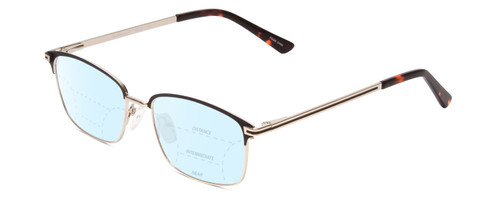 Profile View of Ernest Hemingway H4837 Designer Progressive Lens Blue Light Blocking Eyeglasses in Metallic Black Silver/Auburn Tortoise Unisex Cateye Full Rim Stainless Steel 53 mm