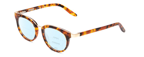 Profile View of Ernest Hemingway H4838 Designer Progressive Lens Blue Light Blocking Eyeglasses in Aurburn Brown Yellow Tortoise Havana/Gold Accents Ladies Cateye Full Rim Acetate 49 mm