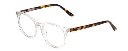 Profile View of Ernest Hemingway H4839 Designer Reading Eye Glasses with Custom Cut Powered Lenses in Clear Crystal/Yellow Brown Tortoise Havana Unisex Cateye Full Rim Acetate 52 mm