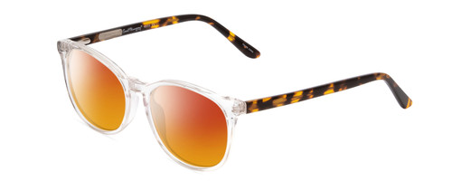 Profile View of Ernest Hemingway H4839 Designer Polarized Sunglasses with Custom Cut Red Mirror Lenses in Clear Crystal/Yellow Brown Tortoise Havana Unisex Cateye Full Rim Acetate 52 mm