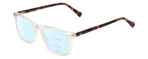 Profile View of Ernest Hemingway H4833 Designer Progressive Lens Blue Light Blocking Eyeglasses in Clear Crystal/Brown Yellow Tortoise Havana Unisex Cateye Full Rim Acetate 52 mm