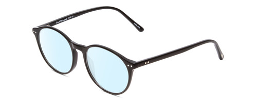 Profile View of Ernest Hemingway H4835 Designer Blue Light Blocking Eyeglasses in Gloss Black Ladies Round Full Rim Acetate 50 mm