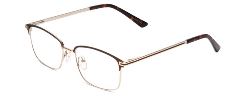 Profile View of Ernest Hemingway H4837 Designer Single Vision Prescription Rx Eyeglasses in Metallic Antique Brown Silver/Auburn Tortoise Unisex Cateye Full Rim Stainless Steel 53 mm