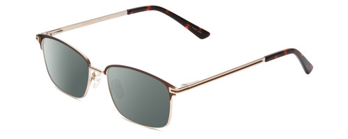 Profile View of Ernest Hemingway H4837 Designer Polarized Sunglasses with Custom Cut Smoke Grey Lenses in Metallic Antique Brown Silver/Auburn Tortoise Unisex Cateye Full Rim Stainless Steel 53 mm