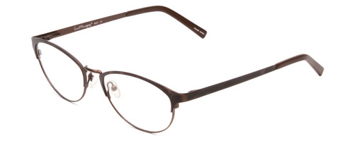 Profile View of Ernest Hemingway H4821 Designer Blue Light Blocking Eyeglasses in Antique Brown Espresso Tortoise Ladies Cateye Full Rim Stainless Steel 52 mm