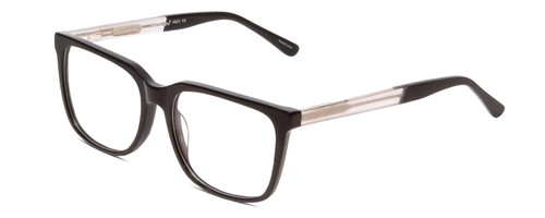 Profile View of Ernest Hemingway H4823 Designer Reading Eye Glasses with Custom Cut Powered Lenses in Gloss Black/Clear Crystal Unisex Square Full Rim Acetate 53 mm