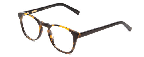 Profile View of Ernest Hemingway H4829 Unisex Round Eyeglasses Brown Yellow Tortoise Black 48 mm