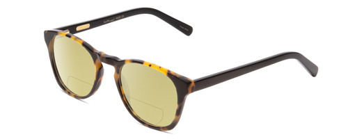 Profile View of Ernest Hemingway H4829 Designer Polarized Reading Sunglasses with Custom Cut Powered Sun Flower Yellow Lenses in Antique Brown Yellow Tortoise Havana Black Unisex Round Full Rim Acetate 48 mm