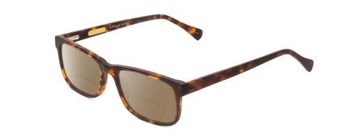 Profile View of Ernest Hemingway H4807 Designer Polarized Reading Sunglasses with Custom Cut Powered Amber Brown Lenses in Matte Yellow Brown Tortoise Havana Unisex Square Full Rim Acetate 54 mm