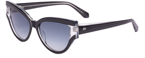 Profile View of SITO SHADES ALLNIGHTER Cat Eye Sunglasses Black Crystal/Gray Blue Gradient 56 mm