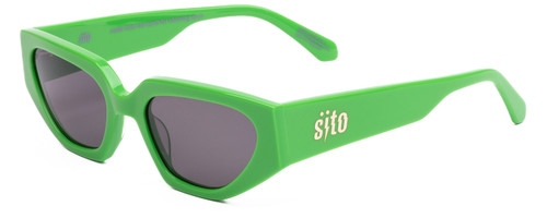 Profile View of SITO SHADES AXIS Women's Designer Sunglasses in Neon Green Flash/Iron Gray 55 mm