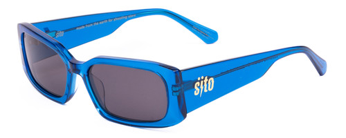 Profile View of SITO SHADES ELECTRO VISION Unisex Square Sunglasses Blue Crystal/Iron Gray 56 mm
