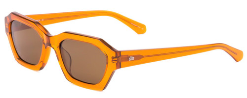 Profile View of SITO SHADES KINETIC Unisex Designer Sunglass in Amber Orange Crystal/Brown 54 mm