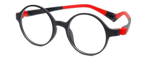 Profile View of Cruiser KIDS 027-C3 Unisex Round Designer Reading Glasses Matte Black Red 44 mm