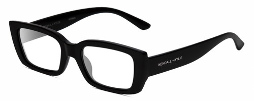 Profile View of Kendall+Kylie KK5137CE GEMMA Designer Reading Eye Glasses with Custom Cut Powered Lenses in Gloss Black Ladies Rectangular Full Rim Acetate 51 mm