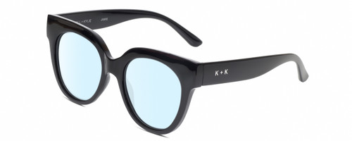 Profile View of Kendall+Kylie KK5149CE JAMIE Designer Blue Light Blocking Eyeglasses in Gloss Black Ladies Round Full Rim Acetate 51 mm