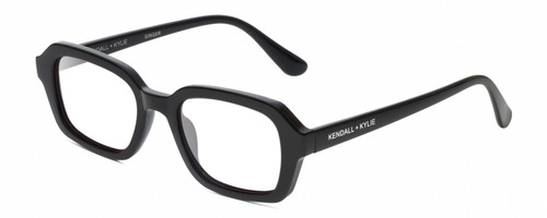 Profile View of Kendall+Kylie KK5152CE GINGER Designer Reading Eye Glasses in Gloss Black Ladies Hexagonal Full Rim Acetate 50 mm