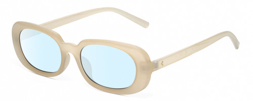 Profile View of Kendall+Kylie KK5153CE VANESSA Designer Blue Light Blocking Eyeglasses in Milky Beige Crystal Ladies Oval Full Rim Acetate 54 mm