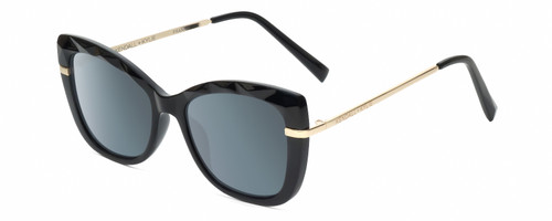 Profile View of Kendall+Kylie KK5156CE FRANNIE Womens Cat Eye Sunglasses in Black Gold/Grey 52mm