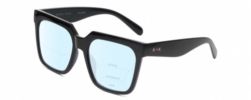 Profile View of Kendall+Kylie KK5160CE COLLEEN Designer Progressive Lens Blue Light Blocking Eyeglasses in Gloss Black Ladies Square Full Rim Acetate 54 mm