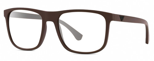 Profile View of Emporio Armani EA4129 Designer Reading Eye Glasses in Matte Brown Mens Square Full Rim Acetate 56 mm
