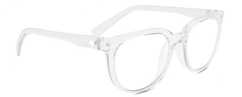 Profile View of SPY Optics Bewilder  Designer Blue Light Blocking Eyeglasses in Light Grey Clear Crystal Unisex Panthos Full Rim Acetate 54 mm