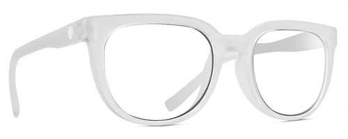 Profile View of SPY Optics Bewilder Designer Single Vision Prescription Rx Eyeglasses in Matte Clear Crystal Unisex Panthos Full Rim Acetate 54 mm