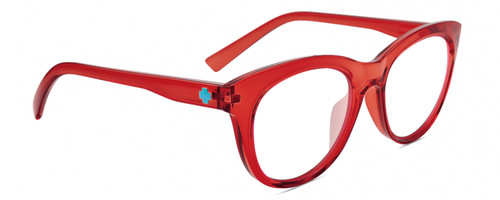 Profile View of SPY Optics Boundless Designer Bi-Focal Prescription Rx Eyeglasses in Cherry Red Crystal Unisex Cat Eye Full Rim Acetate 53 mm