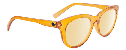 Profile View of SPY Optics Boundless Unisex Cat Eye Designer Sunglass Orange Crystal/Yellow 53mm