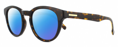 Profile View of CARRERA 252/S Designer Polarized Sunglasses with Custom Cut Blue Mirror Lenses in Havana Tortoise Gold Unisex Cat Eye Full Rim Acetate 50 mm