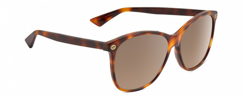 Profile View of Gucci GG0024S Unisex Square Designer Sunglasses Brown Tortoise Havana/Brown 58mm