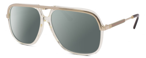 Profile View of Gucci GG0200S Designer Polarized Sunglasses with Custom Cut Smoke Grey Lenses in Yellow Gold Mens Pilot Full Rim Acetate 57 mm