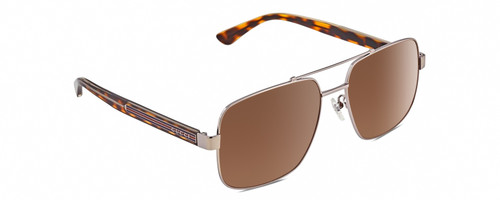 Profile View of Gucci GG0529S Unisex Aviator Sunglasses in Ruthenium Tortoise Havana/Brown 60 mm