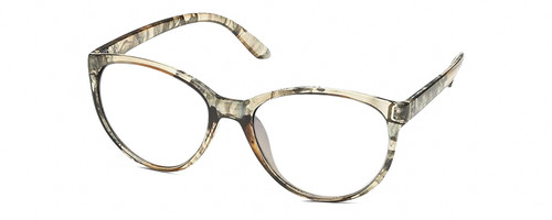 Profile View of Skechers SE6059 Designer Reading Eye Glasses with Custom Cut Powered Lenses in Clear Yellow Grey Smoke Crystal Ladies Cat Eye Full Rim Acetate 57 mm