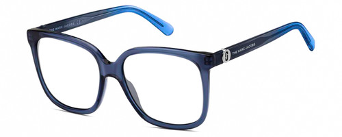 Profile View of Marc Jacobs 582/S Designer Reading Eye Glasses in Navy Blue Azure Crystal Fade Ladies Cat Eye Full Rim Acetate 56 mm