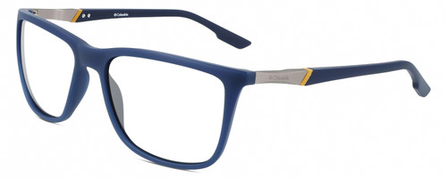 Profile View of Columbia C553S Designer Bi-Focal Prescription Rx Eyeglasses in Matte Navy Blue Silver Unisex Rectangular Full Rim Acetate 62 mm