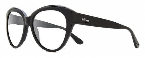 Profile View of REVO ROSE Designer Bi-Focal Prescription Rx Eyeglasses in Gloss Black Ladies Cat Eye Full Rim Acetate 55 mm