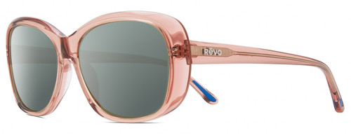 Profile View of REVO SAMMY Designer Polarized Sunglasses with Custom Cut Smoke Grey Lenses in Pink Crystal Ladies Cat Eye Full Rim Acetate 56 mm