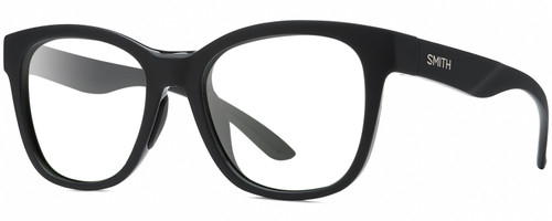 Profile View of Smith Optics Caper-807 Designer Progressive Lens Prescription Rx Eyeglasses in Gloss Black Unisex Panthos Full Rim Acetate 53 mm