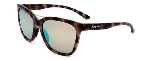 Profile View of Smith Optics Cavalie Cat Eye Sunglass Purple Tortoise/Chromapop Blue Mirror 55mm