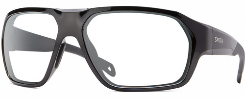 Profile View of Smith Optics Deckboss-807 Designer Bi-Focal Prescription Rx Eyeglasses in Gloss Black Grey Unisex Rectangular Full Rim Acetate 63 mm