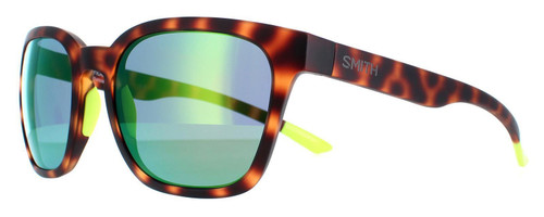 Profile View of Smith Optics Founder Unisex Sunglass Tortoise Havana/Chromapop Green Mirror 55mm