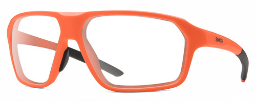 Profile View of Smith Optics Pathway-69I Designer Reading Eye Glasses with Custom Cut Powered Lenses in Matte Neon Cinder Orange Mens Rectangular Full Rim Acetate 62 mm