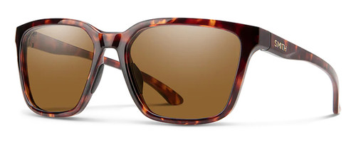 Profile View of Smith Optics Shoutout-086 Unisex Sunglasses in Tortoise Havana Brown/Amber 57 mm