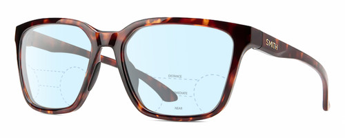 Profile View of Smith Optics Shoutout-086 Designer Progressive Lens Blue Light Blocking Eyeglasses in Tortoise Havana Crystal Brown Amber Unisex Square Full Rim Acetate 57 mm