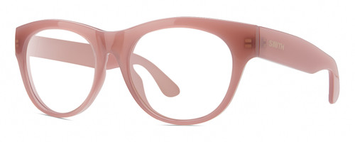 Profile View of Smith Optics Sophisticate-F45 Designer Reading Eye Glasses with Custom Cut Powered Lenses in Mauve Purple Crystal Ladies Round Full Rim Acetate 54 mm
