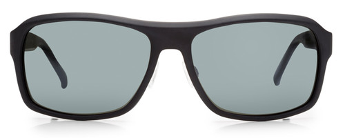 Profile View of Reptile Hawksbill Unisex Rectangle Designer Polarized Sunglasses Black/Grey 58mm