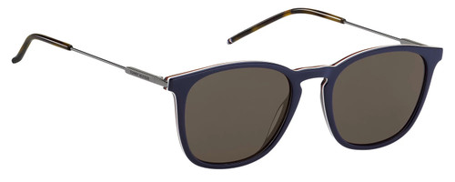 Profile View of Tommy Hilfiger TH1764S Unisex Sunglass Blue White Red Silver Tortoise/Brown 51mm